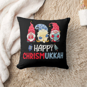 Cojín Decorativo Gnomos Feliz Chrismukkah Hanukkah Feliz Navidad 