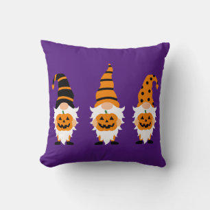 Cojín Decorativo Gnomos Jack O'Lantern Halloween Naranja Púrpura