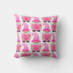 Cojín Decorativo Gnomos rosados bosque escandinavo lindo adorable