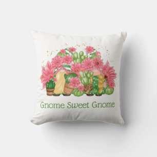 Cojín Decorativo Gnomos rosas y verdes Gnome Sweet Gnome