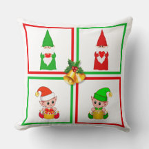 Gnomos y elfos de Navidad en blanco, verde y rojo