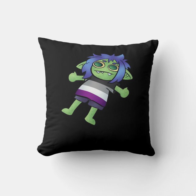 Cojín Decorativo Goblincore Asexual Pride Goblin Classic (Anverso)