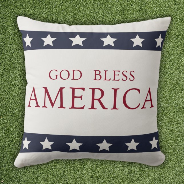 Cojín Decorativo God Bless America Patriotic White and Blue (Subido por el creador)