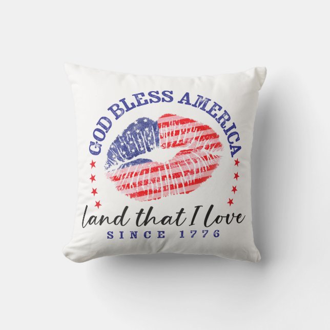 Cojín Decorativo God Bless America - Throw Pillow (Anverso)