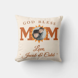 Cojín Decorativo God Bless Mom Sunflower Kids Photo