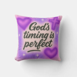 Cojín Decorativo god's timing is perfect airbrush retro 90s purple
