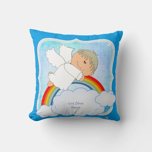 Cojín Decorativo Godson Gift Cute Angel Rainbow Personalizado (Anverso)