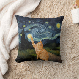 Cojín Decorativo Gogh Kitty Starry Night Cat