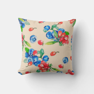 Cojín Decorativo Goji berry y Blueberry acuarela ilustracion p