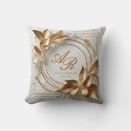Cojín Decorativo Gold Botanical Wedding Monogram Throw Pillow