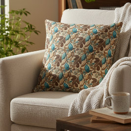 Cojín Decorativo Gold Brown Turquoise Cacao Pattern