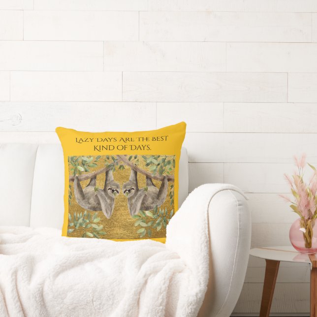 Cojín Decorativo Gold Cushion - Sloths (Sofá)