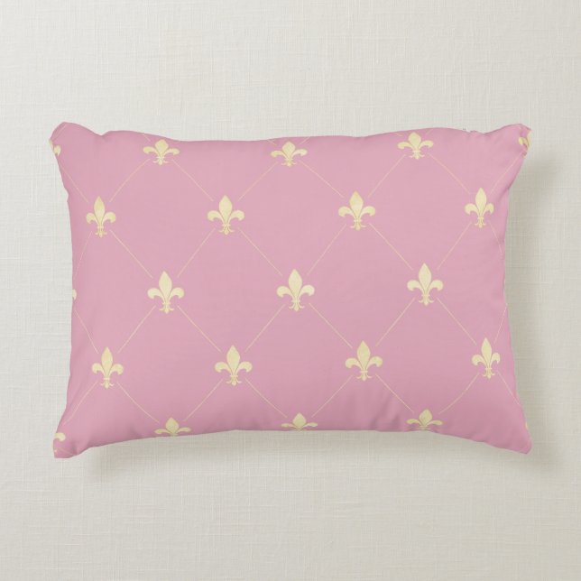Cojín Decorativo Gold Fleur-de-Lis Pink (Anverso)