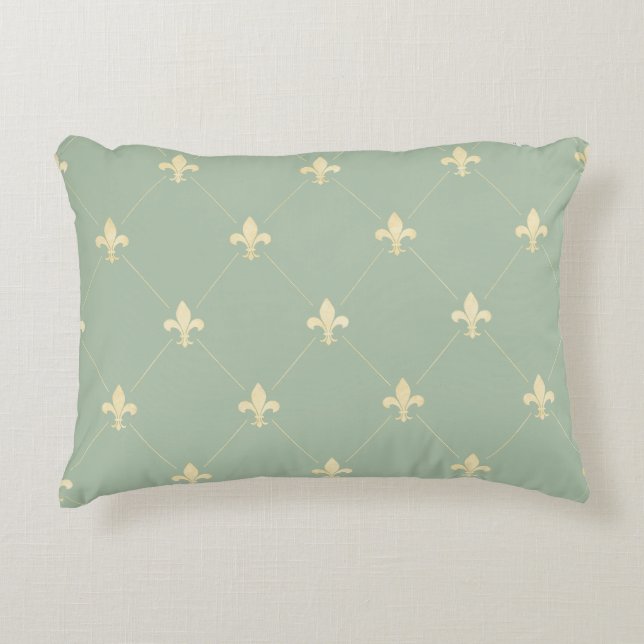 Cojín Decorativo Gold Fleur-de-Lis Sage (Anverso)