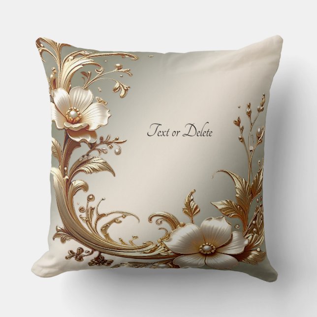 Cojín Decorativo Gold Floral Throw Pillow (Anverso)