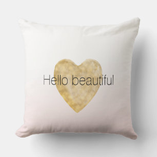 Cojín Decorativo Gold Heart Rubor Pink Ombre Hola hermosa