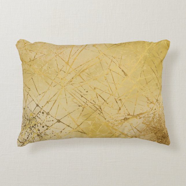 Cojín Decorativo Gold Mustard Yellow Pattern, Modern, Luxury (Anverso)
