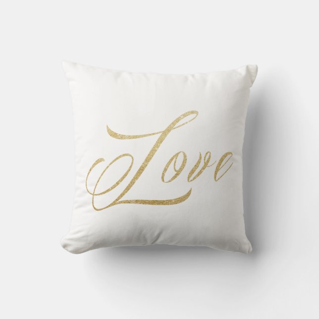 Cojín decorativo Gold Sparkle Love (Anverso)