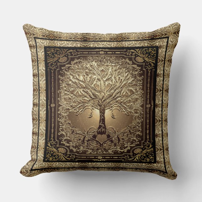 Cojín Decorativo Gold Tree of Life Ancient Rustic  (Anverso)