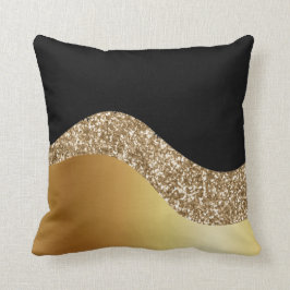 Cojín Decorativo Gold Wave and Glitter on Black