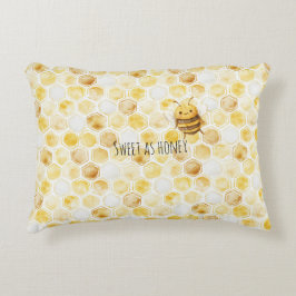 Cojín Decorativo Gold Yellow Honeycomb Sweet Cute Honey Bee