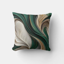 Cojín Decorativo Golden Air – Abstracto Fluyente Esmeralda y Dorado