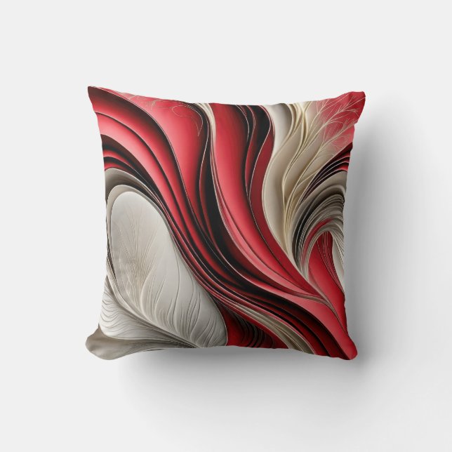 Cojín Decorativo Golden Air – Cranberry & Champagne Flowing Abstrac (Anverso)