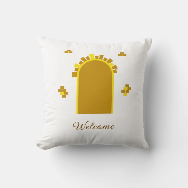 Cojín Decorativo Golden Archway Portal – Minimalist Abstract Design (Anverso)