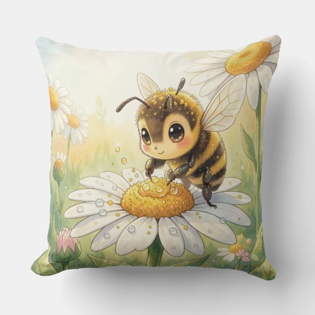 Cojín Decorativo Golden Bumblebee in Bloom Dance (Anverso)