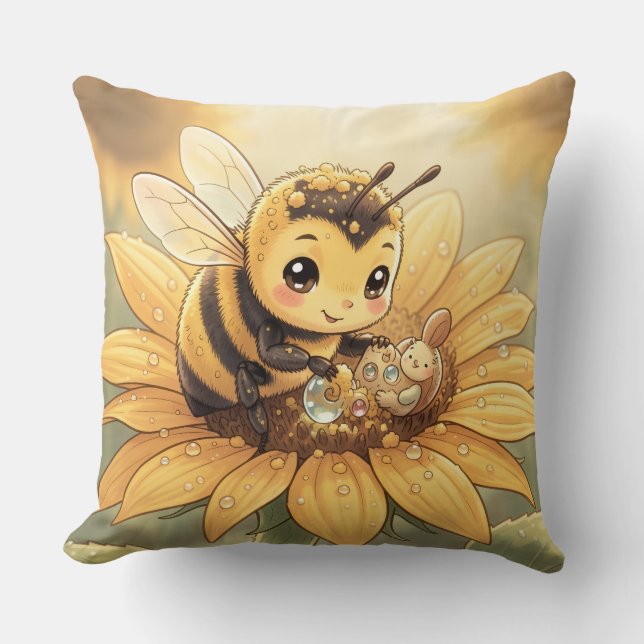 Cojín Decorativo Golden Bumblebee in Bloom Dance.4 (Anverso)