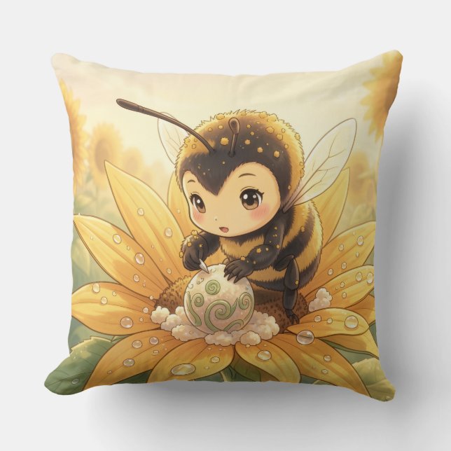 Cojín Decorativo Golden Bumblebee in Bloom Dance.8 (Anverso)