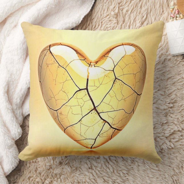Cojín Decorativo Golden Cracked Heart Art (Manta)