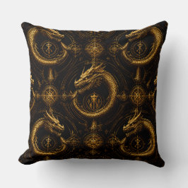 Cojín Decorativo Golden Dragon Dark Fantasy Pillow