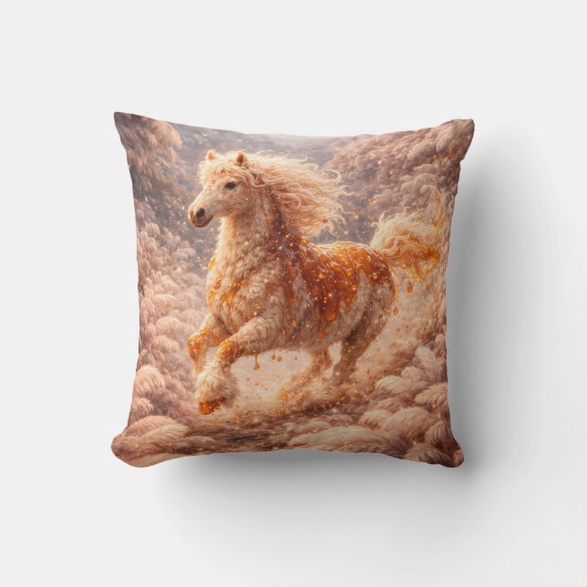 Cojín Decorativo Golden Fantasy Horse Running Dream Pillow (Anverso)