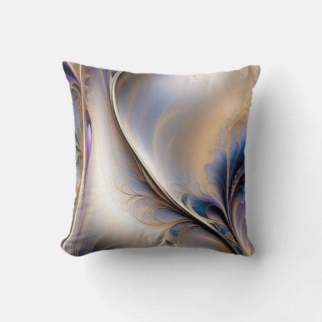Cojín Decorativo Golden Flow - Abstract Blue and Gold Fluid Art (Anverso)