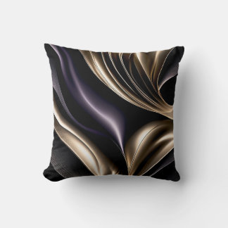 Cojín Decorativo Golden Flow - Luxurious Black and Gold Abstract