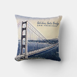 Cojín Decorativo Golden Gate Bridge San Francisco Watercolor Art