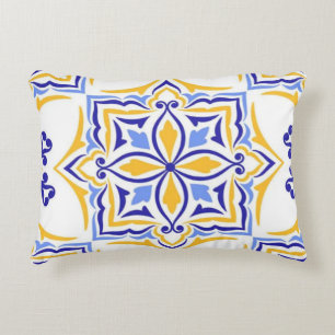 Cojín Decorativo Golden Harmony Blue Gold Mosaic Mediterranean