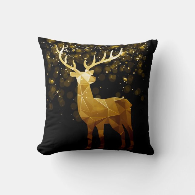 Cojín Decorativo Golden Polygon Geometric Deer (Anverso)