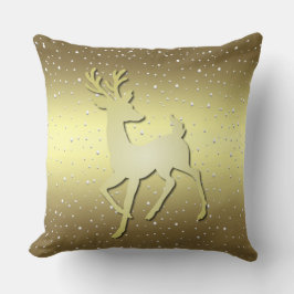 Cojín Decorativo Golden Reindeer Snowy Holiday Throw Pillow