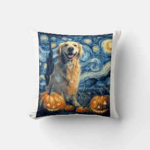 Cojín Decorativo Golden Retriever Calabaza Noche Estrellada Perro M