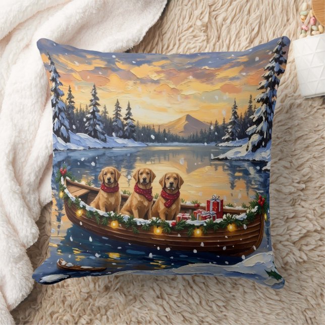 Cojín Decorativo Golden Retriever Christmas Boat Holiday (Manta)