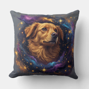 Cojín Decorativo Golden Retriever de Whimsical Cosmos