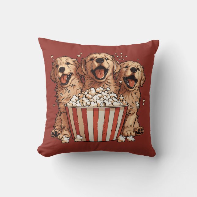 Cojín Decorativo Golden Retriever Dogs Movie Popcorn Bucket (Anverso)