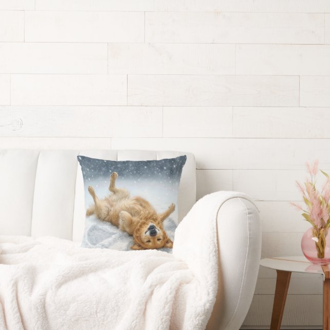 Cojín Decorativo Golden Retriever Making a Snow Angel (Sofá)