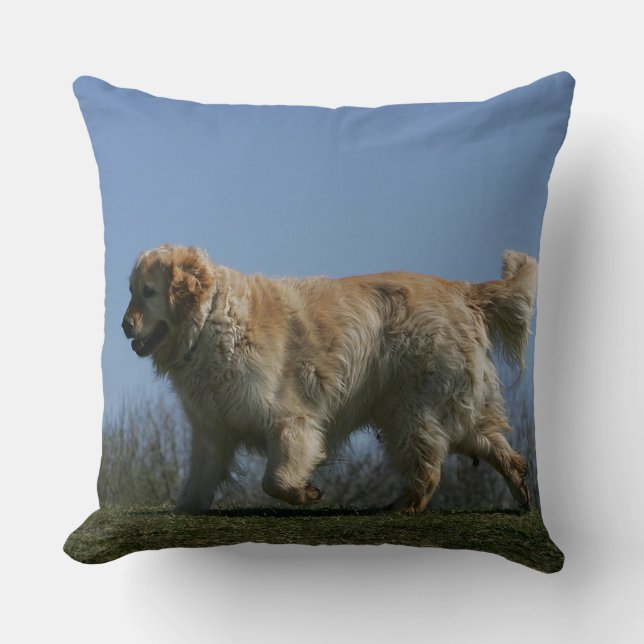 Cojín Decorativo Golden retriever que corre 3 (Anverso)