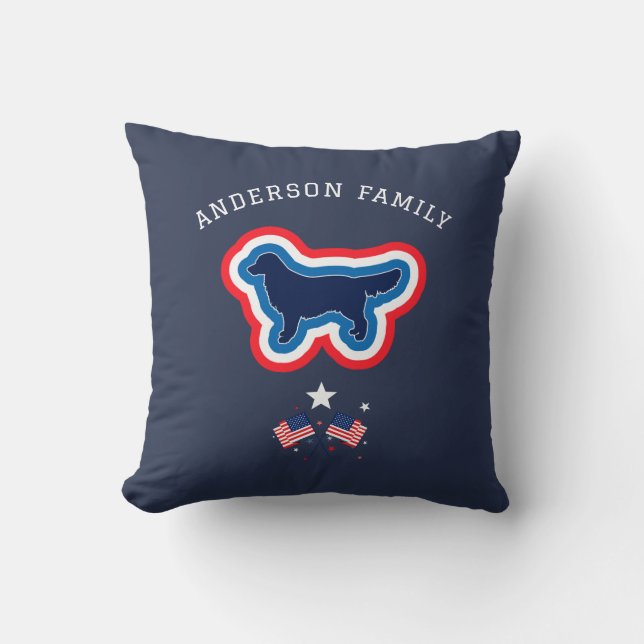 Cojín Decorativo Golden Retriever Red White And Blue 4 July Dog (Anverso)