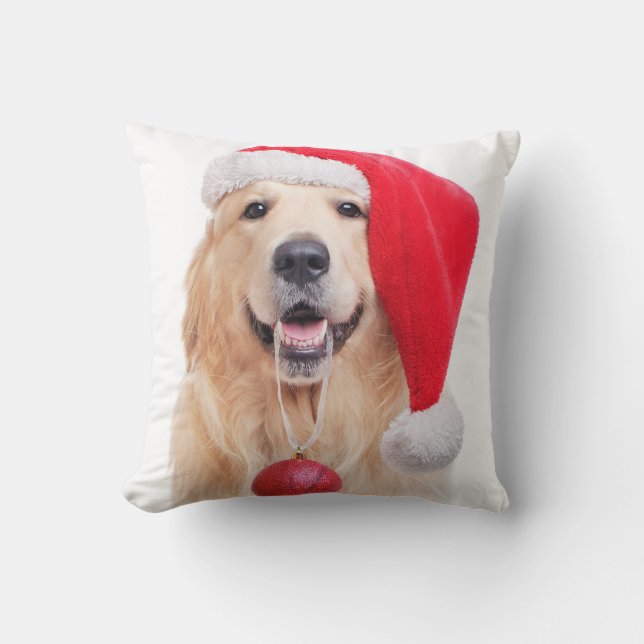 Cojín Decorativo Golden Retriever Santa (Anverso)
