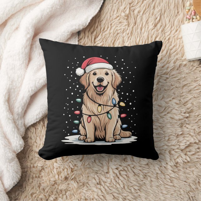 Cojín Decorativo Golden Retriever Santa Christmas Tree Lights (Manta)