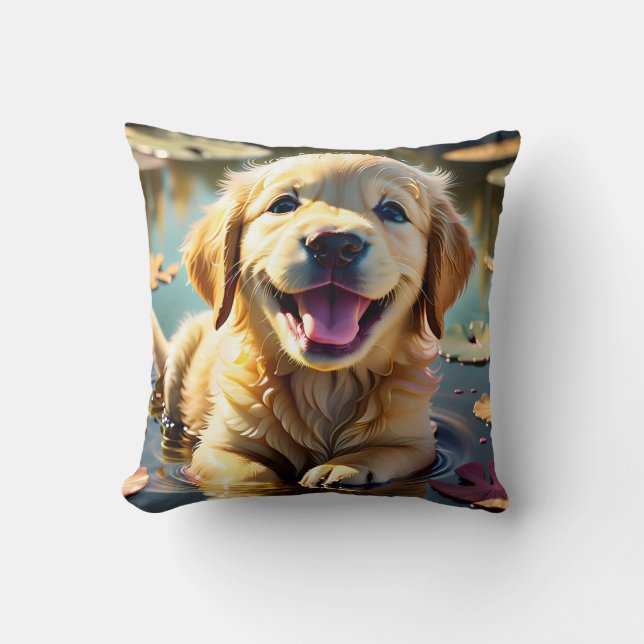 Cojín Decorativo Golden Retriever Sonriendo (Anverso)